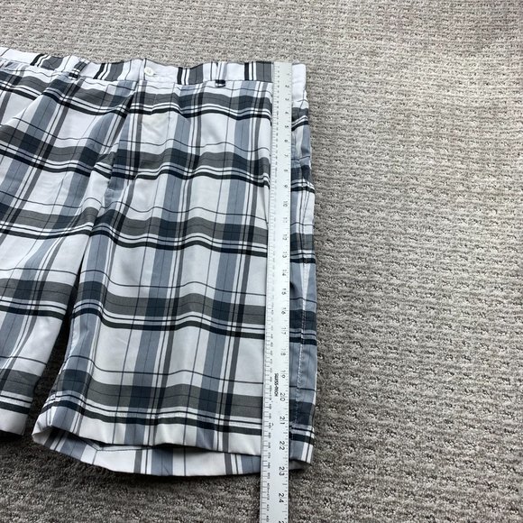 ALAN FLUSSER Chino Golf Shorts Men 40 White Gray Plaid Short Pants Casual Golfer - Picture 10 of 14